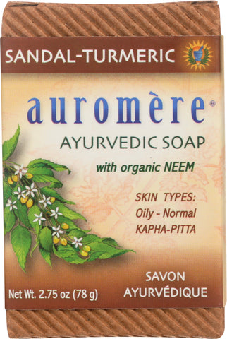 AUROMERE: Soap Bar Sandalwood Turmeric 2.75 oz