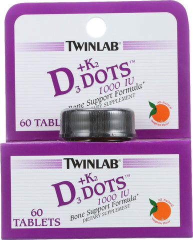 TWINLAB: D3 plus K2 Dots Tangerine 1000 IU, 60 tablets