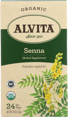 ALVITA: Organic Senna Tea Herbal Supplement Caffeine Free 24 Tea Bags, 1.61 oz