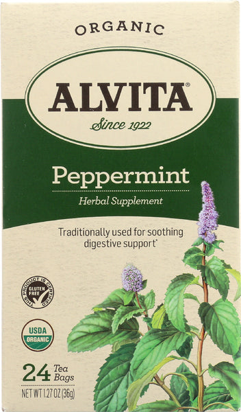 ALVITA: Teas Organic Peppermint Caffeine Free 24 Tea Bags, 1.27 oz