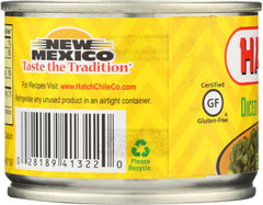 HATCH: Peeled Green Chiles Diced Mild, 4 oz