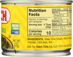 HATCH: Peeled Green Chiles Diced Mild, 4 oz