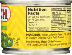 HATCH: Nacho Sliced Jalapenos, 4 oz