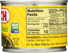 HATCH: Peeled Chopped Green Chiles Mild, 4 oz