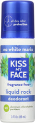 KISS MY FACE: Liquid Rock Fragrance Free Roll-On Deodorant, 3 oz