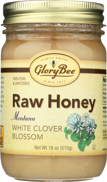 GLORY BEE: Raw White Clover Honey, 18oz