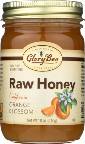 GLORY BEE: Raw Orange Blossom Honey Jar, 18oz