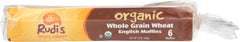 RUDI'S: Organic Bakery Organic Whole Grain Wheat English Muffins, 12 oz