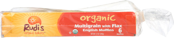 RUDI'S: Organic Bakery Organic Multigrain English Muffins with Flax, 12 oz