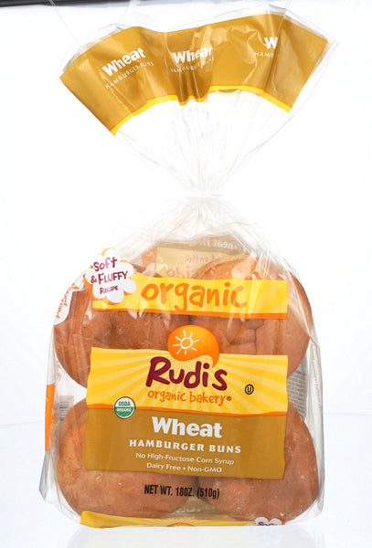 RUDIS: Organic Bakery Organic Wheat Hamburger Buns, 18 oz