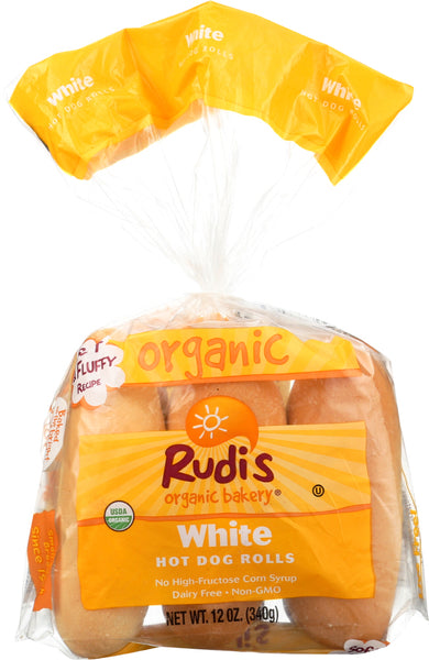 RUDIS: Organic White Hot Dog Rolls, 12 oz