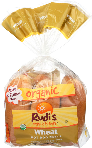 RUDIS: Organic Bakery Organic Wheat Hot Dog Rolls, 12 oz