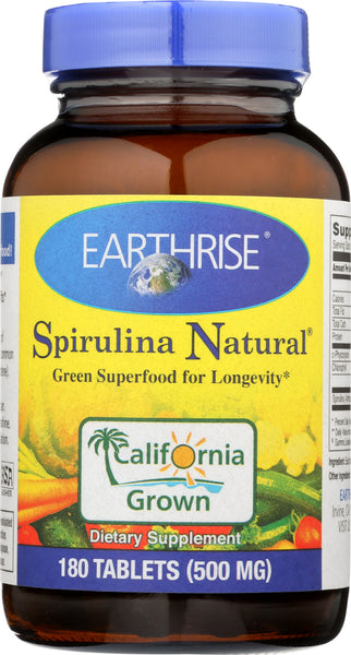 EARTHRISE: Spirulina Natural Green Super Food For Longevity 500 mg., 180 Tablets