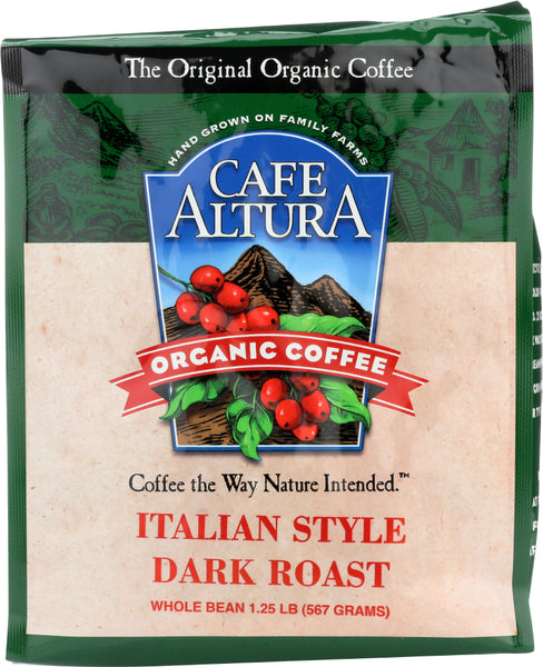 CAFE ALTURA: Organic Dark Roast Whole Bean Coffee Italian Style, 1.25 lb