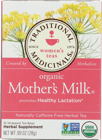 TRADITIONAL MEDICINALS: Organic Mother's Milk Herbal Tea 16 Tea Bags, 0.99 oz