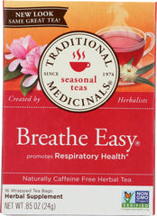 TRADITIONAL MEDICINALS: Breathe Easy Caffeine Free Herbal Tea 16 Tea Bags, 0.85 oz