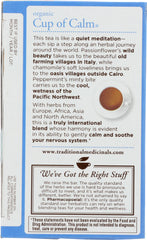 TRADITIONAL MEDICINALS: Organic Cup of Calm Caffeine Free Herbal Tea 16 Tea Bags, 0.85 oz