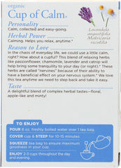 TRADITIONAL MEDICINALS: Organic Cup of Calm Caffeine Free Herbal Tea 16 Tea Bags, 0.85 oz