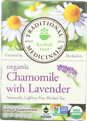 TRADITIONAL MEDICINALS: Organic Chamomile with Lavender Herbal Tea 16 Tea Bags, 0.85 oz