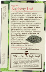 TRADITIONAL MEDICINALS: Organic Raspberry Leaf Caffeine Free Herbal Tea 16 Tea Bags, 0.85 oz