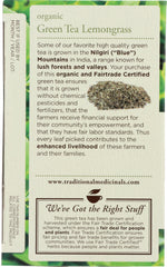 TRADITIONAL MEDICINALS: Organic Green Tea Lemongrass 16 Tea Bags, 0.85 oz