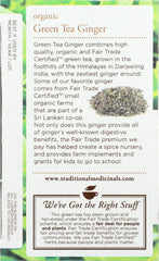 TRADITIONAL MEDICINALS: Organic Green Tea Ginger 16 tea bags, 0.85 oz