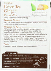 TRADITIONAL MEDICINALS: Organic Green Tea Ginger 16 tea bags, 0.85 oz