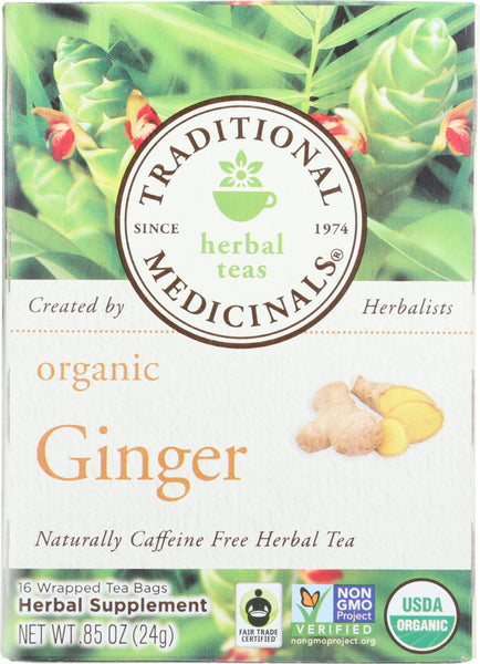 TRADITIONAL MEDICINALS: Organic Ginger Herbal Tea 16 Tea Bags, 0.85 oz