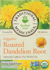 TRADITIONAL MEDICINALS: Organic Roasted Dandelion Root Herbal Tea 16 Tea Bags, 0.85 oz