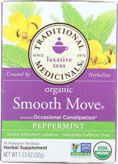 TRADITIONAL MEDICINALS: Organic Smooth Move Peppermint Herbal Tea 16 Tea Bags, 1.13 oz