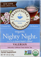 TRADITIONAL MEDICINALS: Relaxation Teas Organic Nighty Night Valerian Caffeine Free 16 Tea Bags, 0.85 oz