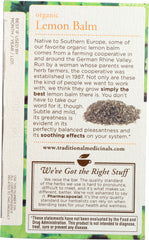 TRADITIONAL MEDICINALS: Organic Lemon Balm Caffeine Free Herbal Tea 16 Tea Bags, 0.85 oz