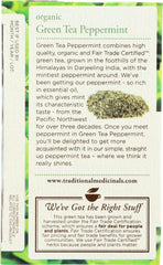 TRADITIONAL MEDICINALS: Organic Green Tea Peppermint 16 Tea Bags, 0.85 oz