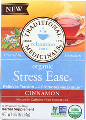 TRADITIONAL MEDICINALS: Organic Stress Ease Cinnamon Tea 16 Tea Bags, 0.85 oz