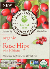 TRADITIONAL MEDICINALS: Tea Rose Hips Hibiscus Organic, 16 bg