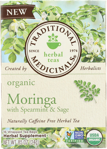 TRADITIONAL MEDICINALS: Tea Moringa With Spearmint Sage, 16 bg