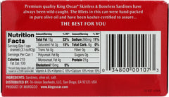 KING OSCAR: Skinless & Boneless Sardines in Olive Oil, 4.38 oz