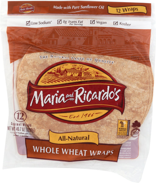 Maria's Wraps MARIA & RICARDOS: All Natural Whole Wheat Wraps, 45.7 oz – PetGeneralStore
