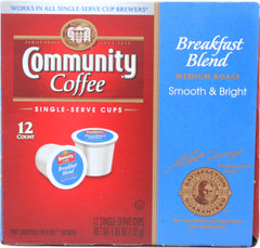 COMMUNITY COFFEE: Breakfast Blend Medium Roast Single Serve Cups, 12 pcs