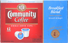 COMMUNITY COFFEE: Breakfast Blend Medium Roast Single Serve Cups, 12 pcs