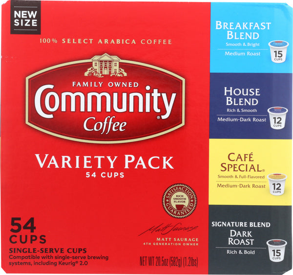 COMMUNITY COFFEE: Coffee Single Serve Variety Pack, 54 ea