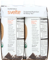 CALNATURALE: Svelte Organic Protein Shake Chocolate Pack of 4 (11 oz Each), 44 oz