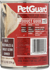 PETGUARD: Beef, Vegetables and Wheat Germ Dinner Canned Dog Food, 13.2 oz