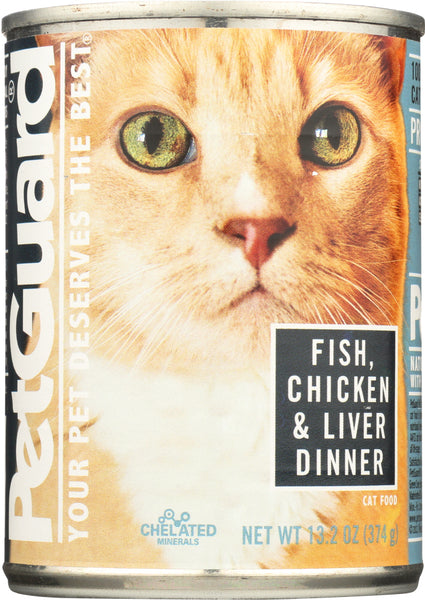 PETGUARD: Fish, Chicken and Liver Dinner Canned Cat Food, 13.2 oz