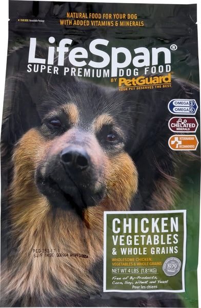 PETGUARD: LifeSpan Premium Dog Food Chicken, Vegetables & Whole Grains, 4 lb