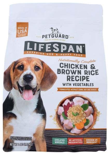 PETGUARD: LifeSpan Chicken and Brown Rice with Vegetables Dry Dog Food, 4 lb