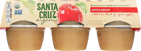 SANTA CRUZ: Organic Apple Sauce Cups 6x4oz Cups, 24 oz