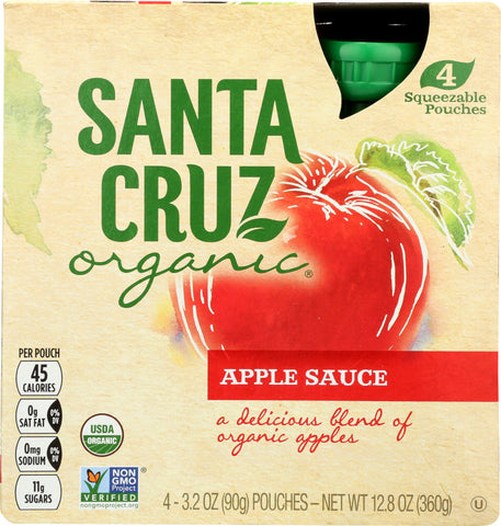 SANTA CRUZ ORGANIC: Apple Sauce 4x3.2oz Pouches, 12.8 Oz