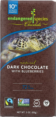 ENDANGERED SPECIES: Natural Dark Chocolate Bar with Blueberries, 3 Oz