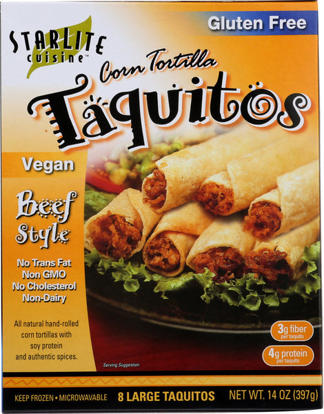 STARLITE CUISINE: Vegan Beef Style Taquitos, 14 oz